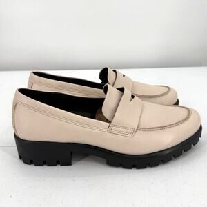 NEW ECCO Women's Modtray Beige Leather Penny Loafer Size 10